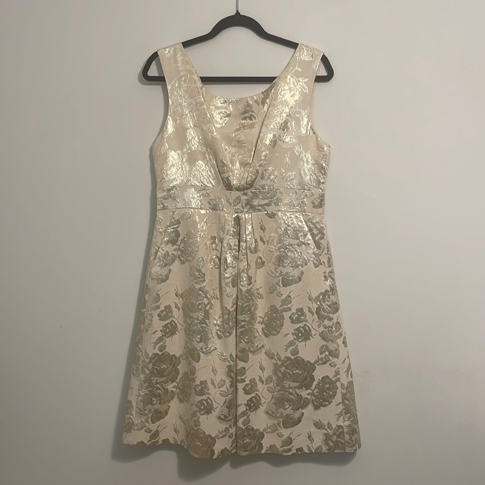 Kate spade gold Floral shimmer evening dress 10